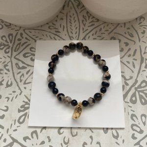 Dalmatian Bronze Jasper bracelet with hammered heart
